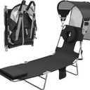 Backpack Beach Tanning Lounge Chair with Canopy Shade Face Hole Padded Adjustable Washable, 6 Position Layout Chair for Outside Sunbathing Poolside Lawn, UPF 50+ Wind-Resistant Sun Shade, Patented