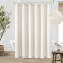 Cream Linen Shower Curtain Natural Boho Farmhouse Shower Curtains for Bathroom Neutral Aesthetic Bath Decor Sheer Cloth Water Repellent Fabric Drapes with Hooks Sets, Birch Ivory, 72x72 Inch, Warm Beige
