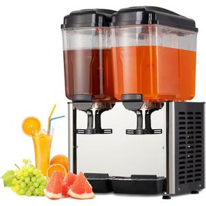 Commercial Beverage Dispenser 9.51Gallon/36L, 250W Stainless Steel Ice Tea & Drink Dispenser with 2 Tanks & Thermostat Control for Parties/Restaurants/Bars/Home/Cafes