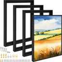 Suzile 4 Pcs Floating Frames for 16 x 20 Canvas, 0.6"-0.9" Deep Painting Prints Wall Photo Picture Panel Floater Frame for Living Room Bedroom Artwork (Black)