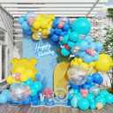 152 Pcs Cartoon Sponge Balloon Arch Kit,Yellow Blue Pink Clear Balloons For Cartoon Sponge Baby Shower Party Decorations Under The Sea Ocean Theme Birthday Party Supplies