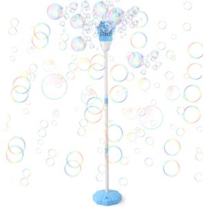 Palksky Bubble Machine with Lights for Outdoor, Automatic Bubbles Blower Maker for Kids Toddlers, Height 47 Inches Battery Bubbles Blower Machine for Wedding Birthday Party, 3x3x0.3 inches