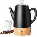 Moss & Stone 10 Cup Black Percolator Coffee Pot Electric, Stainless Steel Coffee Percolator Electric With Keep Warm Function, Classic Perculator Pot With Removable Basket for Home or Office