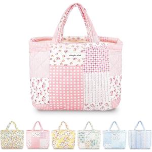 Sminra Corduroy Small Tote Bible Bag for Women, Mini Daily Handbag Cute Aesthetic for Book, Essential, Water Bottle Organizer