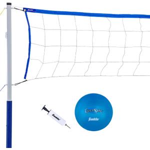 Franklin Sports Volleyball Set - Beach and Backyard Volleyball Net Set - Portable Volleyball Net and Ball Set with Poles and Ground Stakes - Recreational 20" x 18", White