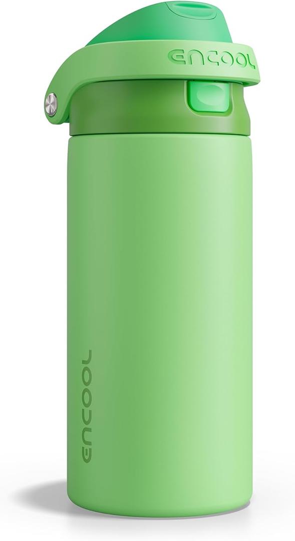 ENCOOL Leakproof Insulated Water Bottle with Straw Dual-Sip Water Bottle Bag-Safe Design for Work, Commute & Gym – Keeps Drinks Cold All Day, 18 oz, Algae Green