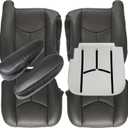 Priprilod Dark Gray Driver & Passenger Side Bottom & Top Lean Back Seat Cover & Driver Foam Cushion & Armrests Cover Fit for Chevy Silverado Tahoe Suburban Avalanche GMC Sierra Yukon XL 2003-2006