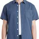 UNIONBAY Men's Stretch Seersucker Yarn Dye Short Sleeve Button-up Shirt (X-Large, Navy)