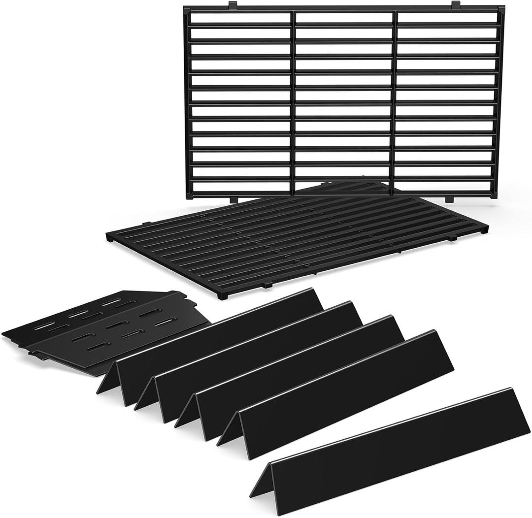 Grill Parts for Weber Genesis 300 Series with Front-Mounted Control, Fits Weber Genesis E310 E320 E330 Series Grill, 19.5" Grill Grates 7524 + 17.5 Flavorizer Bars 7621 + Heat Deflector 7622