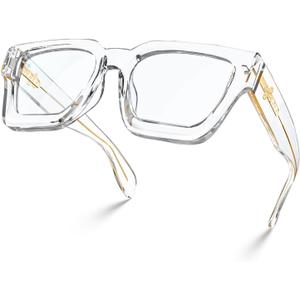 VISOONE Blue Light Blocking Glasses with TR90 Rectangle Frame and Chic Preppy Look for Women Men RIVER (Clear)