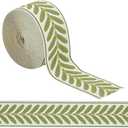 OLYCRAFT 10.9Yards Jacquard Ribbon Trim 2.4 Inch Leaf Pattern Jacquard Polyester Ribbons White Green Leaf Jacquard Woven Embroidery Trim for DIY Sewing Crafts Handmade Bag Belts Clothing Decoration