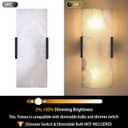 Doraimi Lighting 2 Light 12" Natural Square Alabaster Marble Bathroom Wall Sconce Modern Concise Style Wall Light Fixture,Black Finish for Bedroom Hallway Bedside Living Room