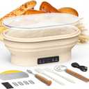 2L Heating Banneton Bread Proofing Basket, Upgrade Timer & 6 Temp Settings, Silicone Sourdough Bread Proofing Basket Set, Electric Thermostatic Banneton Basket with Display (Oval-A)