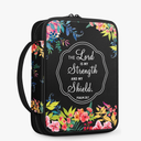 FINPAC Bible Cover, Carrying Book Case Church Bag Bible Protective with Handle and Zippered Pocket, Gift for Mother Lady Women Men, Floral Black