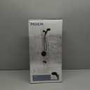 Moen Beric Matte Black Single Handle Modern Tub and Shower Faucet with Handshower with Metal Hose, Valve Included, 82775BL