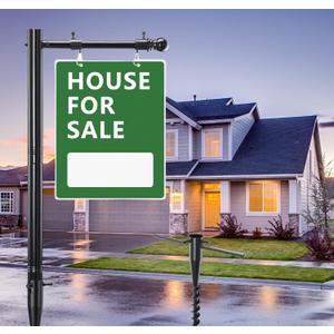 Real Estate Sign Posts,65-85 inch Sturdy Adjustable Commercial Realtor Home for Sale Hanging Ads for Yard Open House Outside Estate Sale Signs Realtor Sign(Not including billboards) (Black)
