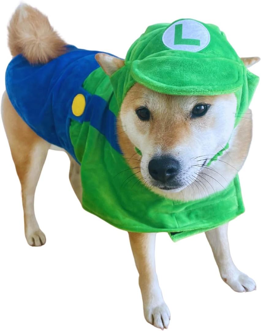 ComfyCamper Hat and Suspenders Dog Costume - X Large Medium Small Lab Star Space Cosplay Halloween Costumes, Large, Green