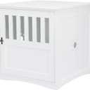 Trixie 19" x 20" Wooden Indoor Dog Crate, Small Side Table Home for Any Room, Ideal for Small Dogs, White