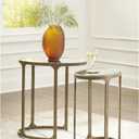 Signature Design by Ashley Irmaleigh Classic Nesting Accent Table Set with Mirrored Tabletops, Set of 2, Metallic, 22.25" W x 15.5" D x 24.13" H