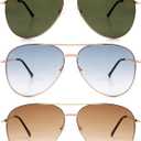 3 Pack Bifocal Reading Sunglasses for Women Men, Aviator Sun Readers Glasses Gradient Lens Shades UV400 +2.0