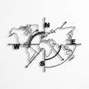 DEKADRON Metal World Map Wall Art Compass, World Map Without Borders, Metal Wall Decor, Metal Sign, Wall Hangings (39" W x 30" H / 98x75 cm)