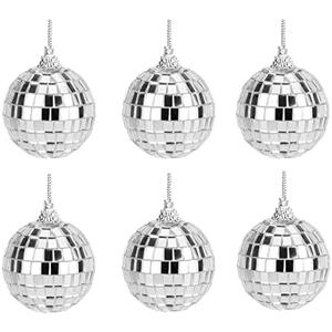 Mirror Disco Balls Set - Christmas Balls Christmas Tree Decoration Ornaments Party Decoration Bright Reflective Mirror Easy to Hang Suitable for Christmas, Wedding, Family Party Decoration (Pack of 6)