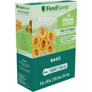 FoodSaver Precut Vacuum Sealer Bags for Airtight Food Storage and Sous Vide Cooking, BPA-Free, 1 Quart, 44 Count (44ct)