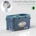 2026 Upgraded Gen 2 Spin Mop and Bucket Set with 4 Swivel Wheels for Easy Rolling, Separates Clean & Dirty Water, Floor Mop with 6 Washable Mop Heads for Wood, Tile, Vinyl, Baseboards - Grey/Blue