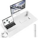 YSAGi Non-Slip Leather Desk Pad L Size, Waterproof Laptop Computer Desk Keyboard Mat, Table Protector Blotter Mat, Large Mouse Pad for Office/Work/Home/Decor(White, 35.4" x 17")