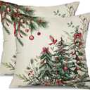 DFXSZ Christmas Pillow Covers 18x18 Inch Set of 2 Christmas Tree Decorations Throw Pillows Winter Xmas Decor for Home Couch TH-35B18 (Green)