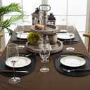 Oval Placemats Woven Vinyl Easy to Clean Heat Resistant Kitchen Table Mat 19x13 Inch, (Black 6)