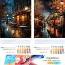 Ycydilirab 2 Pack Adult Paint by Numbers Kits on Canvas(with Gifts Box)-Paintings by Numbers Adult,Landscape Paint by Number Adult,DIY Number Painting for Adults Gifts Home Wall Decor 16X20in (16''x20''(gifts box 2 pack), Stree night)