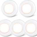 STAR-SPANGLED Push Tap Light, 2.8 Mini Night Touch LED Puck Lamp, Portable Under Cabinet Lighting AAA Battery Operated Powered, DIY Stick On Lights for Closet, Counter, Kitchen, Warm White, 5 Pack