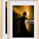 Egofine 16x24 Picture Frame Set of 2 Made of Solid Wood Covered by Plexiglass, Table Top Display and Wall Mounting Photo Frame, Natural Wood