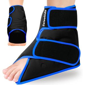 Ankle Ice Pack Wrap for Heel Pain Relief and Swelling Reusable Gel Cold Hot Packs for Achilles Tendonitis Plantar Fasciitis Sprained Swollen Foot Surgery Recovery Sports Injury(Black,1pcs)