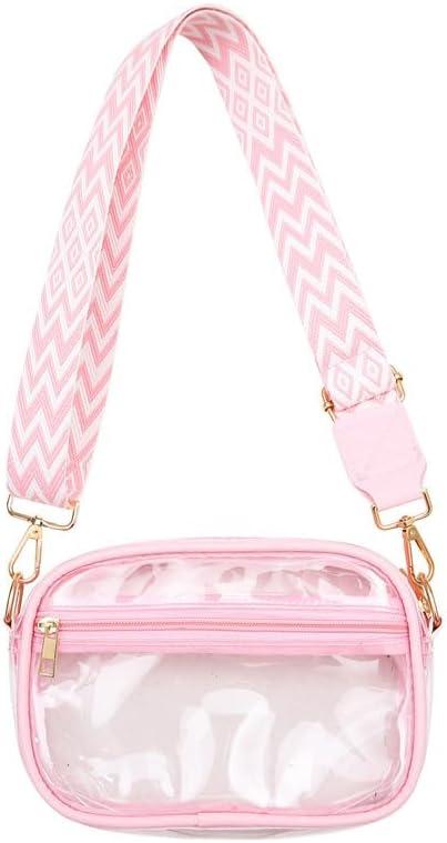 Hiflyer Clear Stadium Bag, Crossbody Purse for Concerts and Events, PVC, Adjustable Strap, Stadium Approved, 9.8x2.8x5.7 Inch | Stadium Approved, Pink