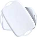 Large Serving Tray Set of 2 19 x 12 Inch White Rectangular Melamine Trays with Handles Durable Plastic Food Serving Tray for Snacks, Meals, Parties, Outdoor & Indoor Use