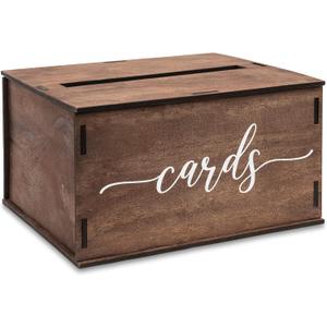 Wooden Wedding Card Box with Slot & Lid | Decorations for Reception for Wedding Gifts & Money | Baby & Bridal Shower, Graduation - Standard Size