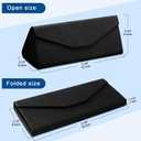 Flutesan 4 Pack Foldable Glasses Sunglasses Case PU Hard Shell Collapsible Eyeglasses Leather Case 4 Cleaning Cloths (Black)