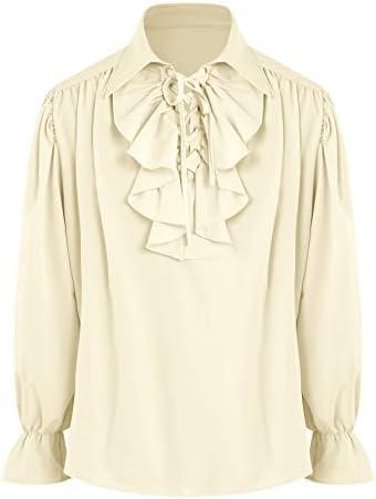 Bbalizko Mens Pirate Shirt Ruffle Victorian Renaissance Steampunk Vampire Poet Shirts Gothic Medieval Costume XXL