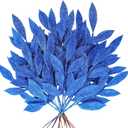 Winlyn 20 Pcs Blue Glitter Bay Leaf Sprays Artificial Christmas Tree Picks Sprays 12.7" Tall for Blue Christmas Tree Wreath Swag Vase Floral Arrangement Winter Wedding Bouquet Centerpiece Decoration