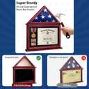 ASmileIndeep Flag Display Case Box for Folded 3'x5' American Flag Solid Wood Military Flag Certificate Shadow Box with Wall Mount Display Flag Frame Holder for Badges Medals (Mahogany)