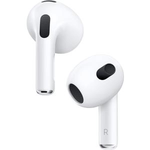 Apple AirPods (3rd Generation) Wireless Ear Buds, Bluetooth Headphones, Personalized Spatial Audio, Sweat and Water Resistant, Lightning Charging Case Included, Up to 30 Hours of Battery Life