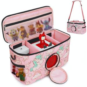 Portable Carrying Case for Toniebox Starter Set and Accessories - Compatible Travel Bag for Tonies Figure Characters Charging Station Headphones -Girls Kids Pink Unicorn Tonie Box Carry Case