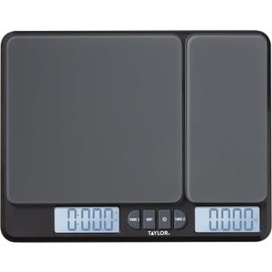 Taylor Dual Platform Food Kitchen Scale, Digital Grams and Ounces for Weight Loss, Baking, Cooking, Meal Prep, Spices, and Coffee, Backlit Display, Glass Platforms, 15lb, and 16oz Capacity, Black