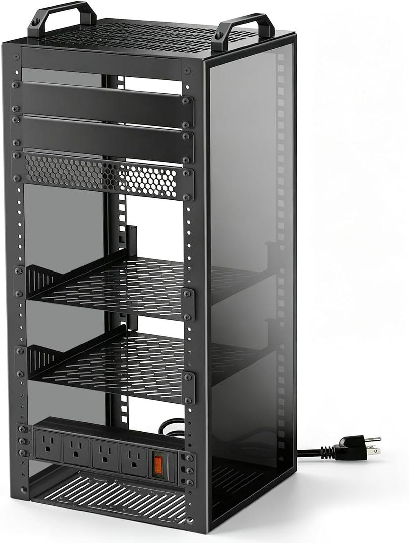 10Inch Mini Server Rack,12U Network Rack with Rack PDU Power