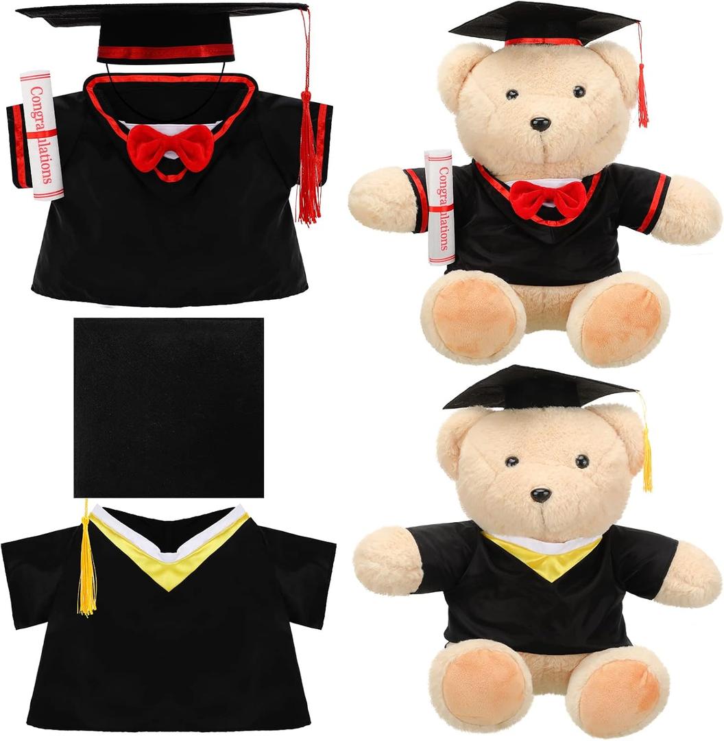 2 Sets Graduation Bear Clothes Graduation Cap and Gown Outfit Fits Most 14-18 Inch Bears Stuffed Animal Clothes Stuffed Animal Clothing Bear Costume for Make Your Own Stuffed Animals Graduation Gifts