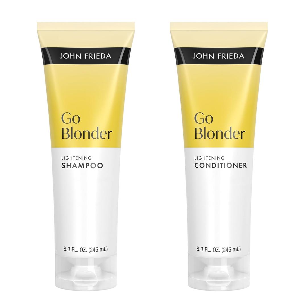 John Frieda Go Blonder Shampoo and Conditioner Set, Gradually Lightens Blonde Color Up, For Natural or ColorTreated Hair, 8.3 oz, Pack of 2