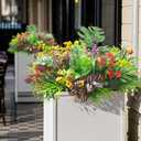 20PCS Fake Flowers UV Resistant Artificial Plants & Faux Shrubs  Outdoor Plastic Greenery Stems for Garden Porch, Window Box Planter, Home Decor(Pot Not Included)