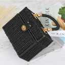 KUANG! Handwoven Rattan Bag for Women Woven Straw Square Crossbody Bag Vintage Basket Purse Beach Tote Bag